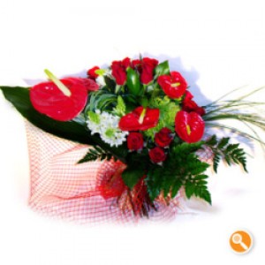 Bouquet de anturios e rosas - Vistoso