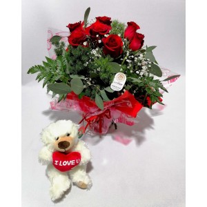 Amor Infinito com 7 Rosas Vermelhas
